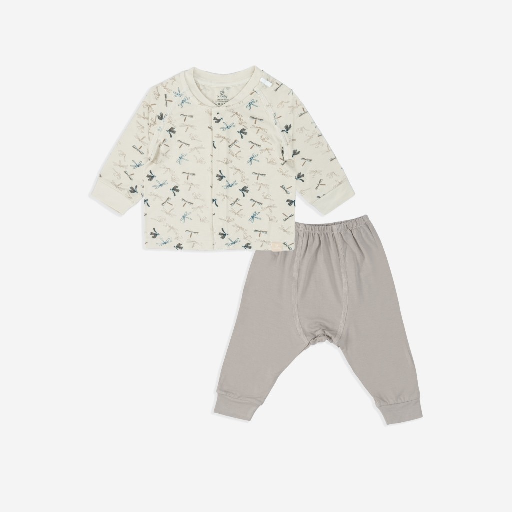 (0-3M) BU Baby sơ sinh - BBB1108PP Bộ dài tay cài chéo cổ Peter Pan Gami cho bé sơ sinh