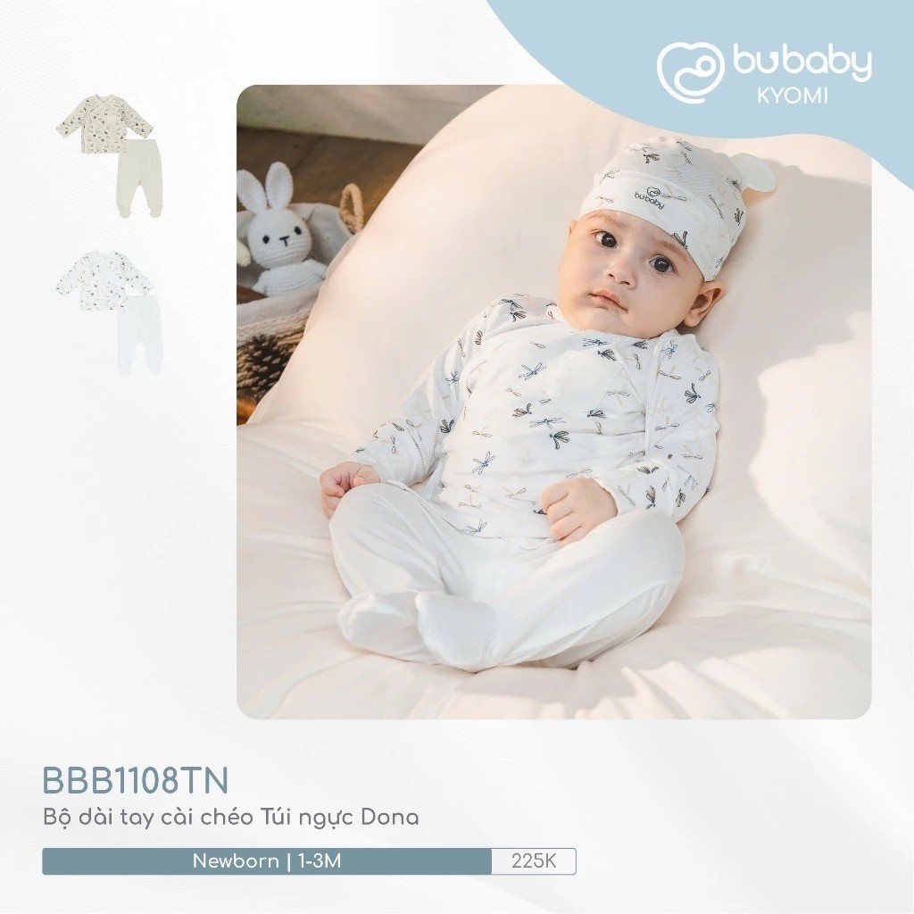 (0-3M) BU Baby sơ sinh - BBB1108PP Bộ dài tay cài chéo cổ Peter Pan Gami cho bé sơ sinh