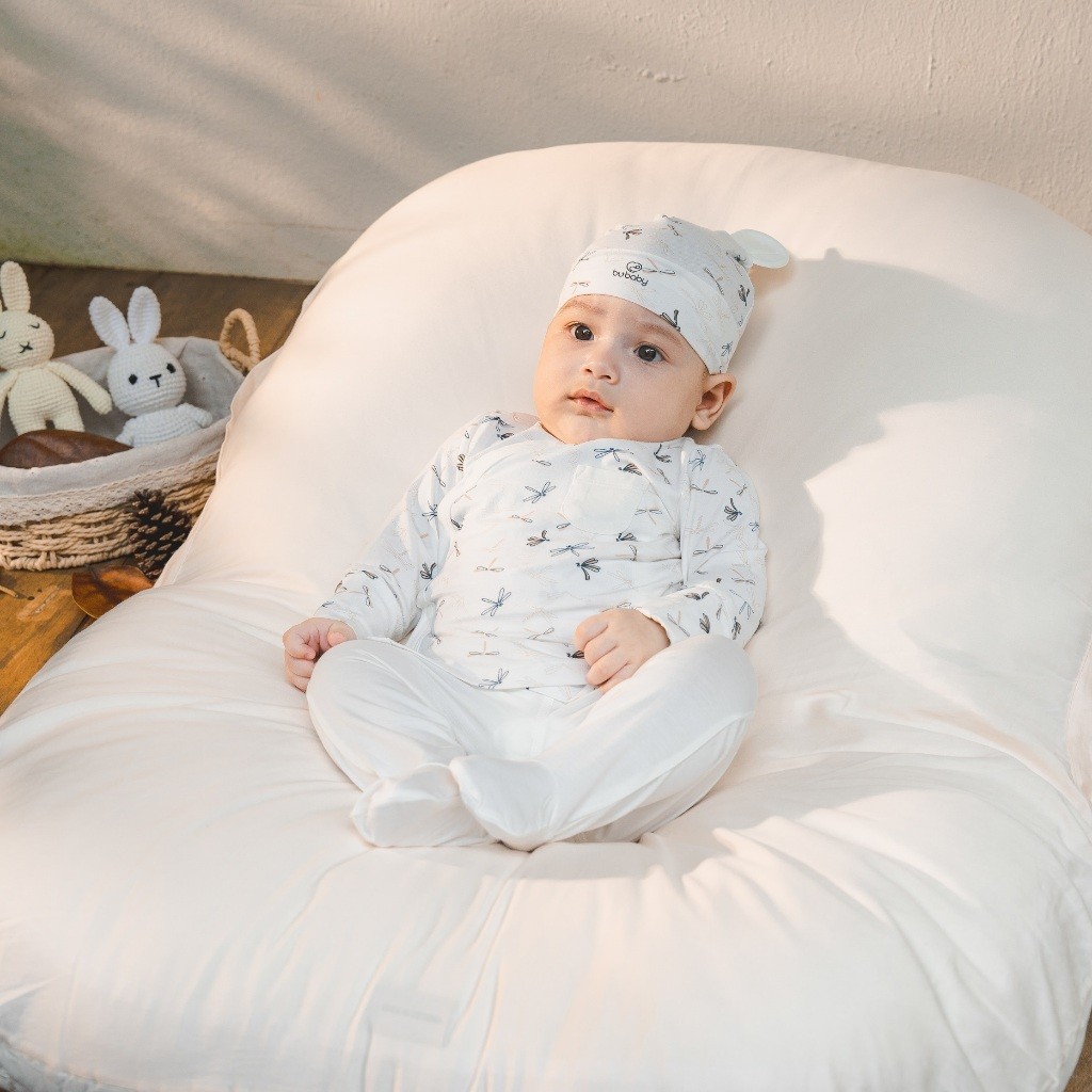 (NB-3M) Bộ quần áo dài tay cài chéo BBB1108TN Túi ngực Dona cho bé sơ sinh - Bambus | Quần áo BU Baby