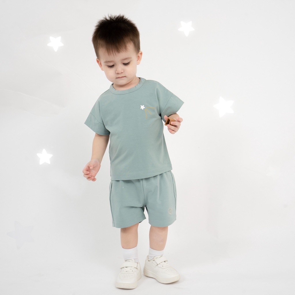 Bộ quần áo ngắn tay cài vai Twinkle - Bamco BBC130108 | Quần áo BuBaby chính hãng