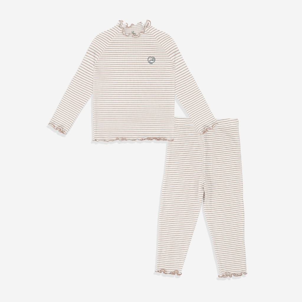 (1Y-5Y) Bộ quần áo dài tay Cổ tròn bèo BSR1104ST Siro Stripy - Bu baby bé trai – Bubaby bé gái – Quần áo Bubaby