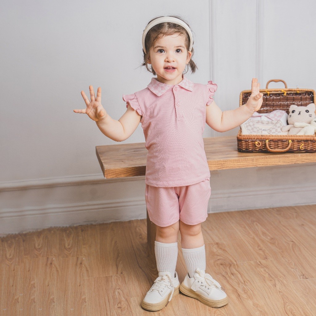 (1Y-5Y) Bộ quần áo bèo tay cổ Polo Ponie cho bé gái - Bu baby bé gái Ponie BPN130309