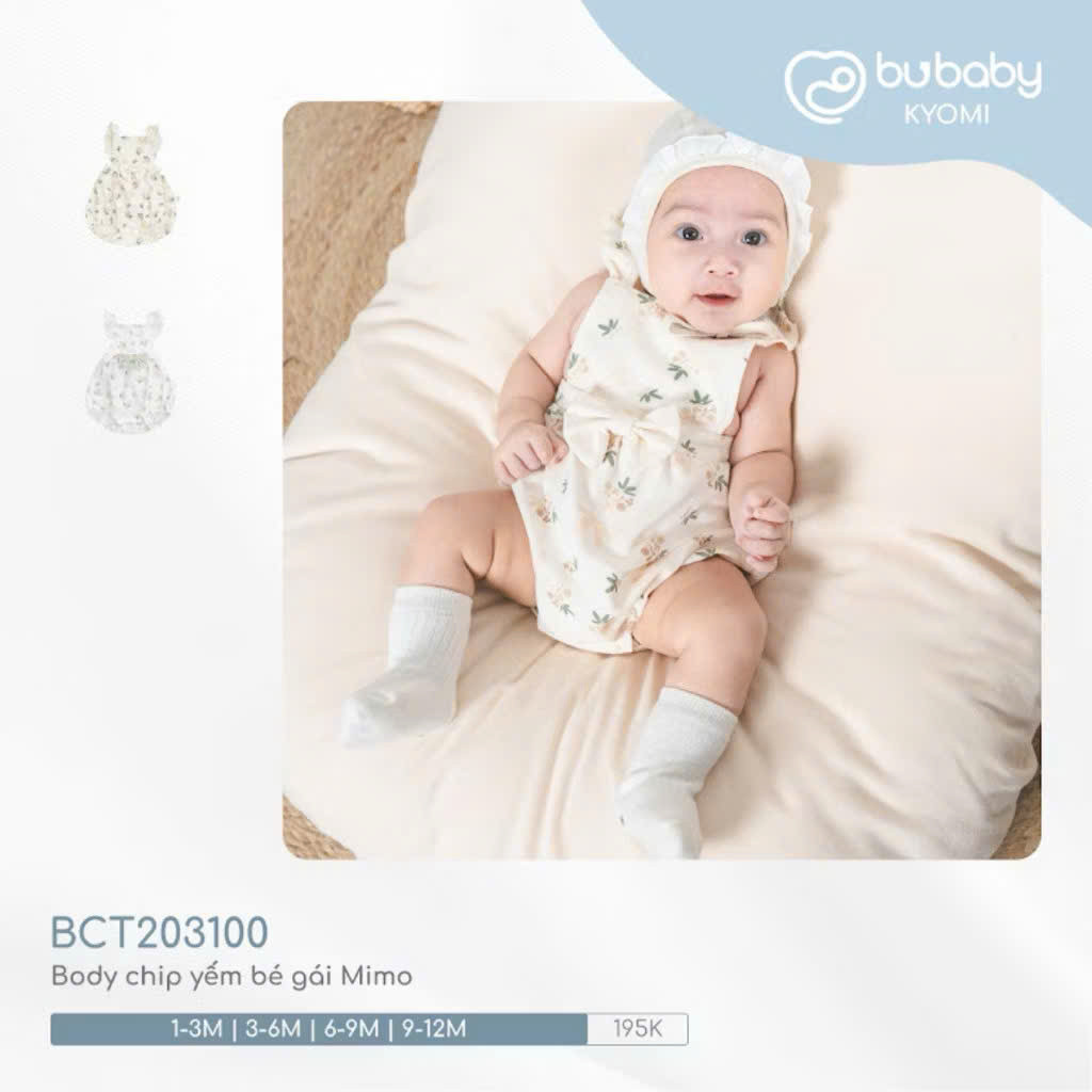 (1-12M) Bộ đồ liền thân yếm bé gái BCT203100 Mimo cho bé - Quần áo BU Baby chính hãng - Bubaby sơ sinh