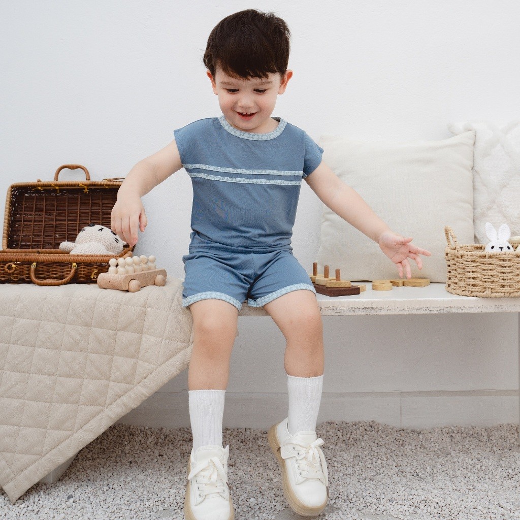 (6M-5Y) Bộ quần áo sát nách cổ tròn Bambus Iconic 2 - Bu baby bé trai - Bu baby bé gái -Quần áo Bu baby Bambus BBB1404IN