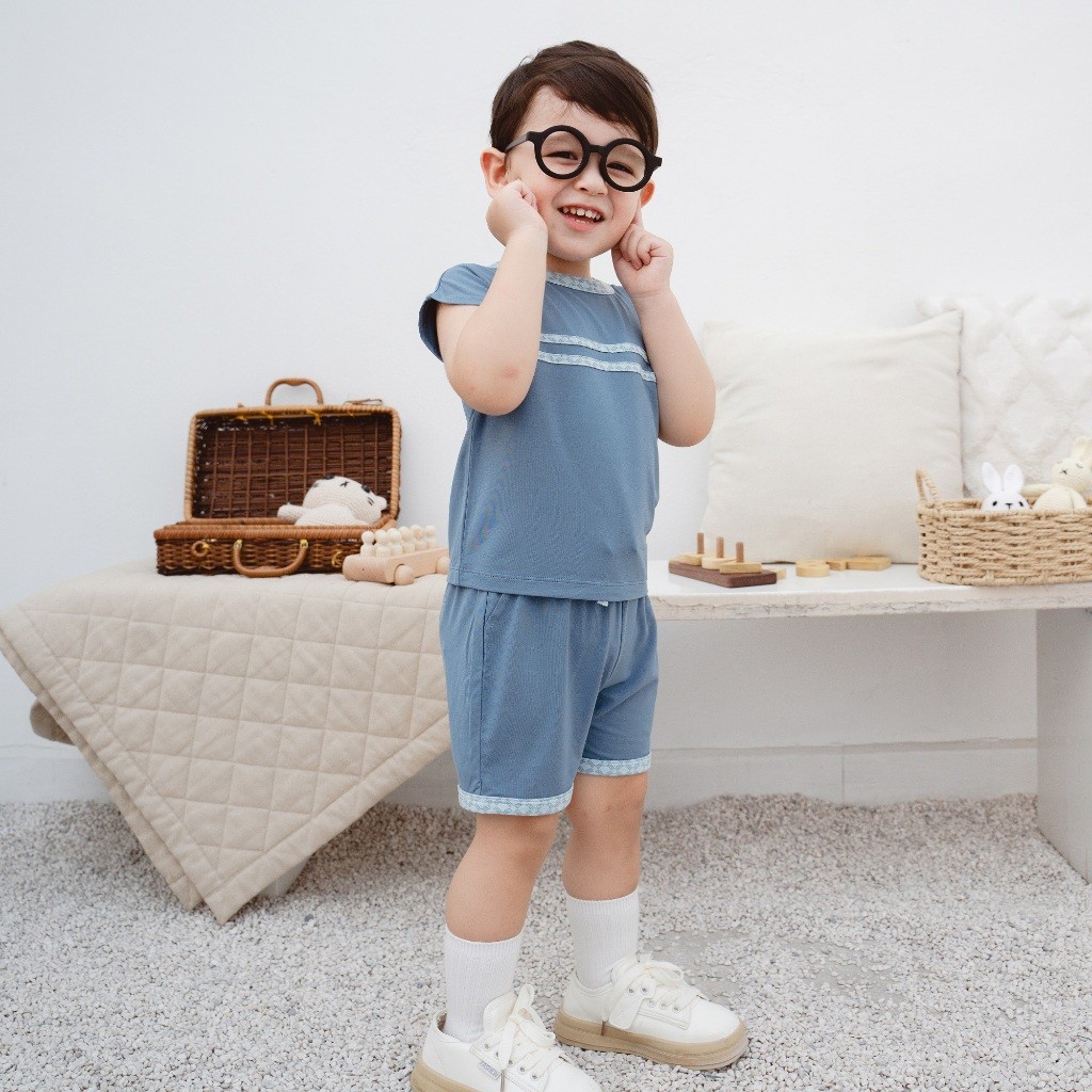 (6M-5Y) Bộ quần áo sát nách cổ tròn Bambus Iconic 2 - Bu baby bé trai - Bu baby bé gái -Quần áo Bu baby Bambus BBB1404IN