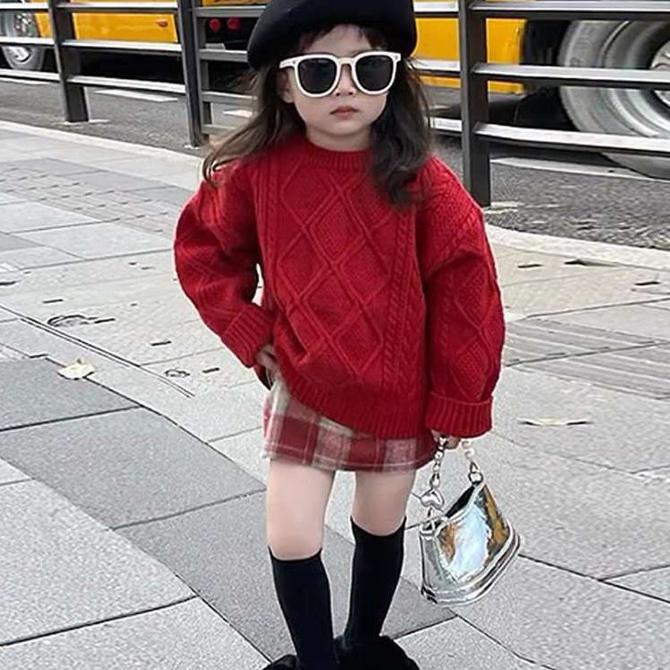 Đồ đôi mẹ và bé gái set đồ Áo len vặn thừng cùng chân váy dạ có lót cho mẹ và bé mặc 2 kiểu dáng sành điệu