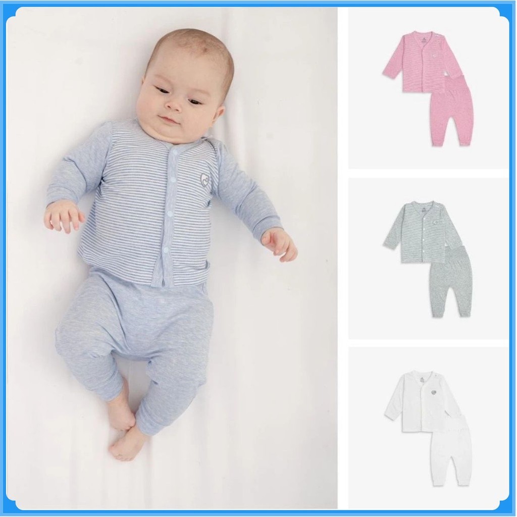 (NB-9M) Bộ dài tay cài giữa sơ sinh bộ dài tay thu đông sơ sinh  cài chéo BSR110800 - Bu baby sơ sinh -  Đồ sơ sinh