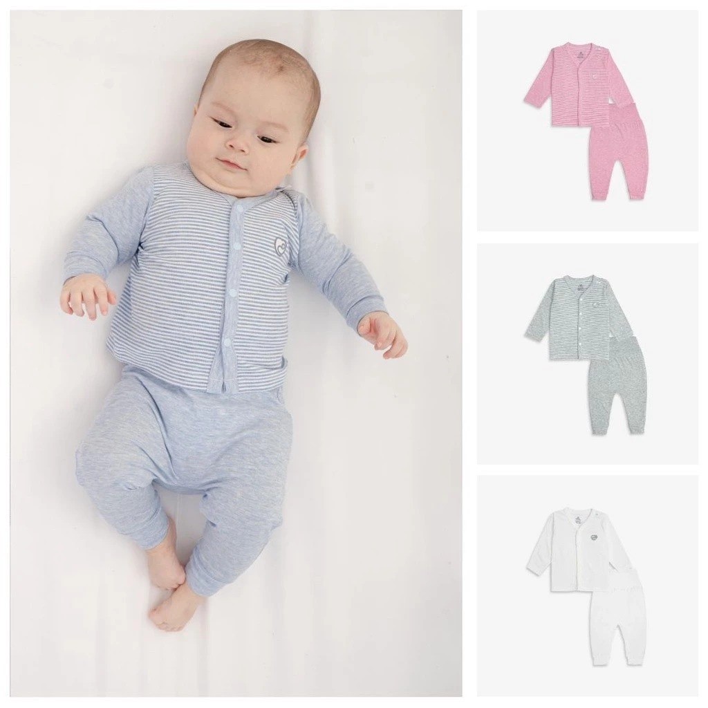 (NB-9M) Bộ dài tay cài giữa sơ sinh bộ dài tay thu đông sơ sinh  cài chéo BSR110800 - Bu baby sơ sinh -  Đồ sơ sinh
