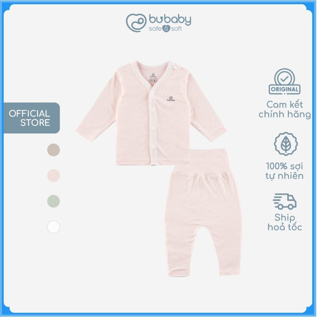 Bộ dài tay cài giữa cho bé sơ sinh từ 1 đến 9 tháng chất vải thoải mái, co giãn  - Siro BSR110202 | Quần áo BuBaby