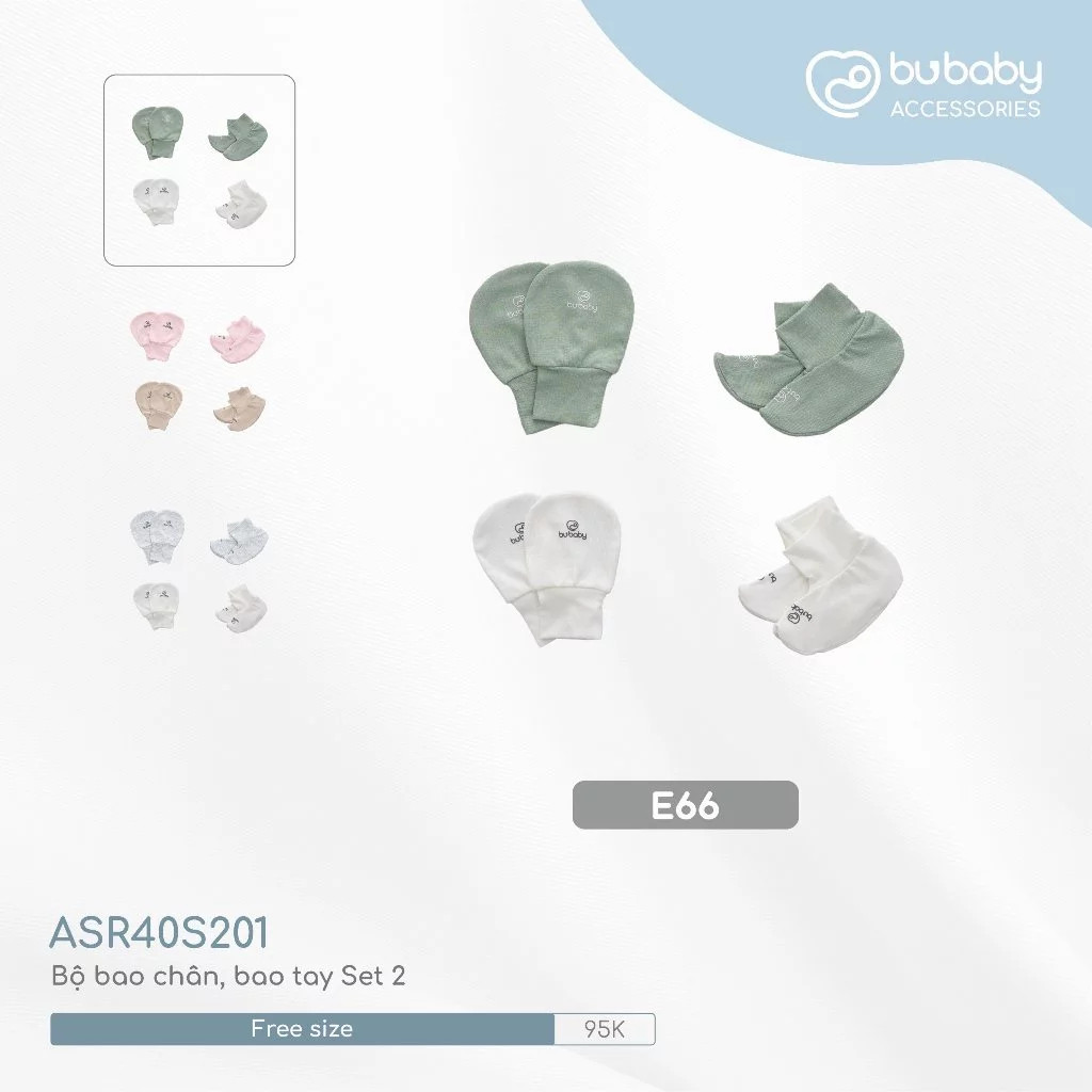 Bộ bao chân, bao tay Set 2 cho bé sơ sinh - Bambus ABB4000S2 | Quần áo BuBaby chính hãng