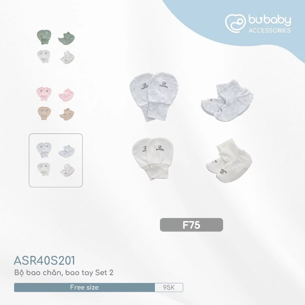 Bộ bao chân, bao tay Set 2 cho bé sơ sinh - Bambus ABB4000S2 | Quần áo BuBaby chính hãng