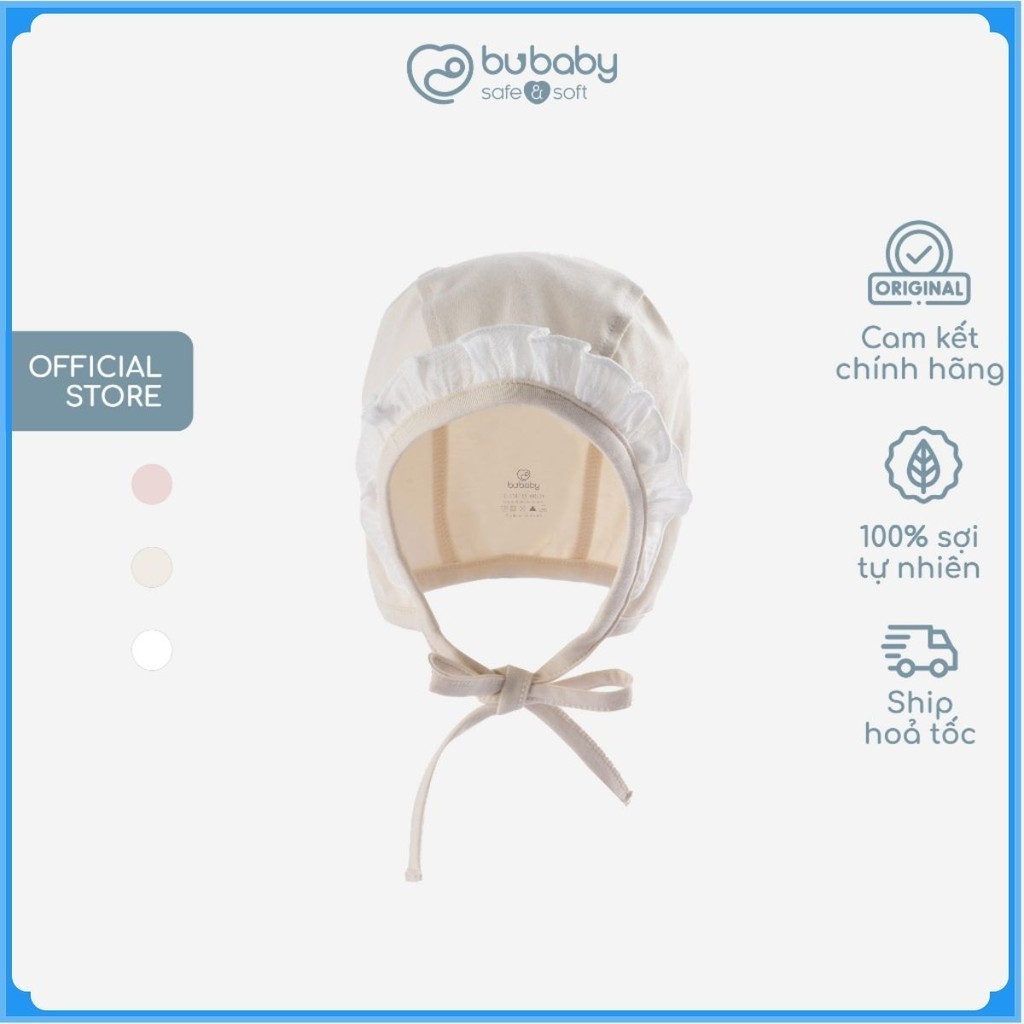 Mũ buộc dây Bonnet Mimo nhún bèo sơ sinh dành cho bé gái - BU Modal Cotton ABC194300 | Phụ kiện BuBaby chính hãng