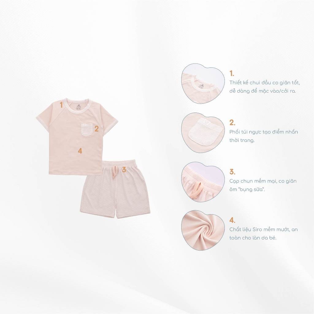 (1Y-5Y) Bộ quần áo ngắn tay cổ tròn BSR130400 Bu Siro - Bu baby bé trai - Bu baby bé gái - Quần áo Bu Baby