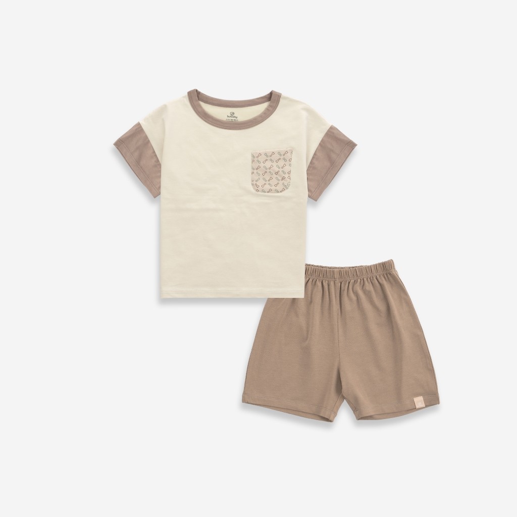 (18M-24M) Bộ quần áo ngắn tay cổ tròn có túi ngực BBC1304TN- Bu baby bé trai - Bu baby bé gái