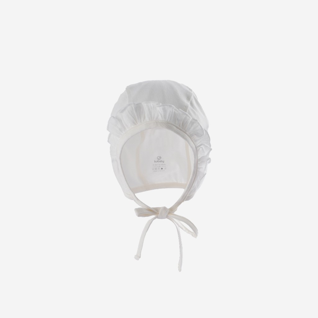 Mũ buộc dây Bonnet Mimo nhún bèo sơ sinh dành cho bé gái - BU Modal Cotton ABC194300 | Phụ kiện BuBaby chính hãng