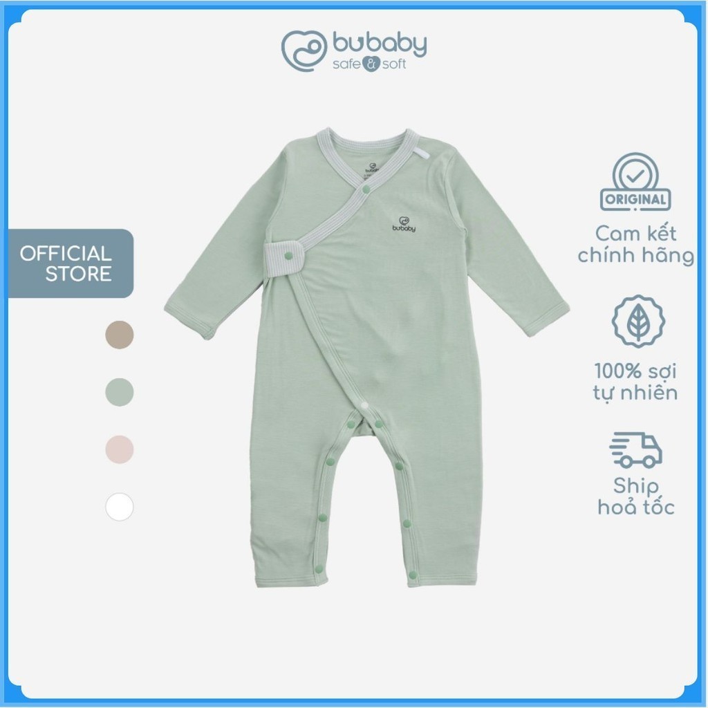 (0-3M) Bộ đồ liền thân dài tay cài chéo sơ sinh BSR210802 - BU Siro | Quần áo BuBaby - Bubaby sơ sinh