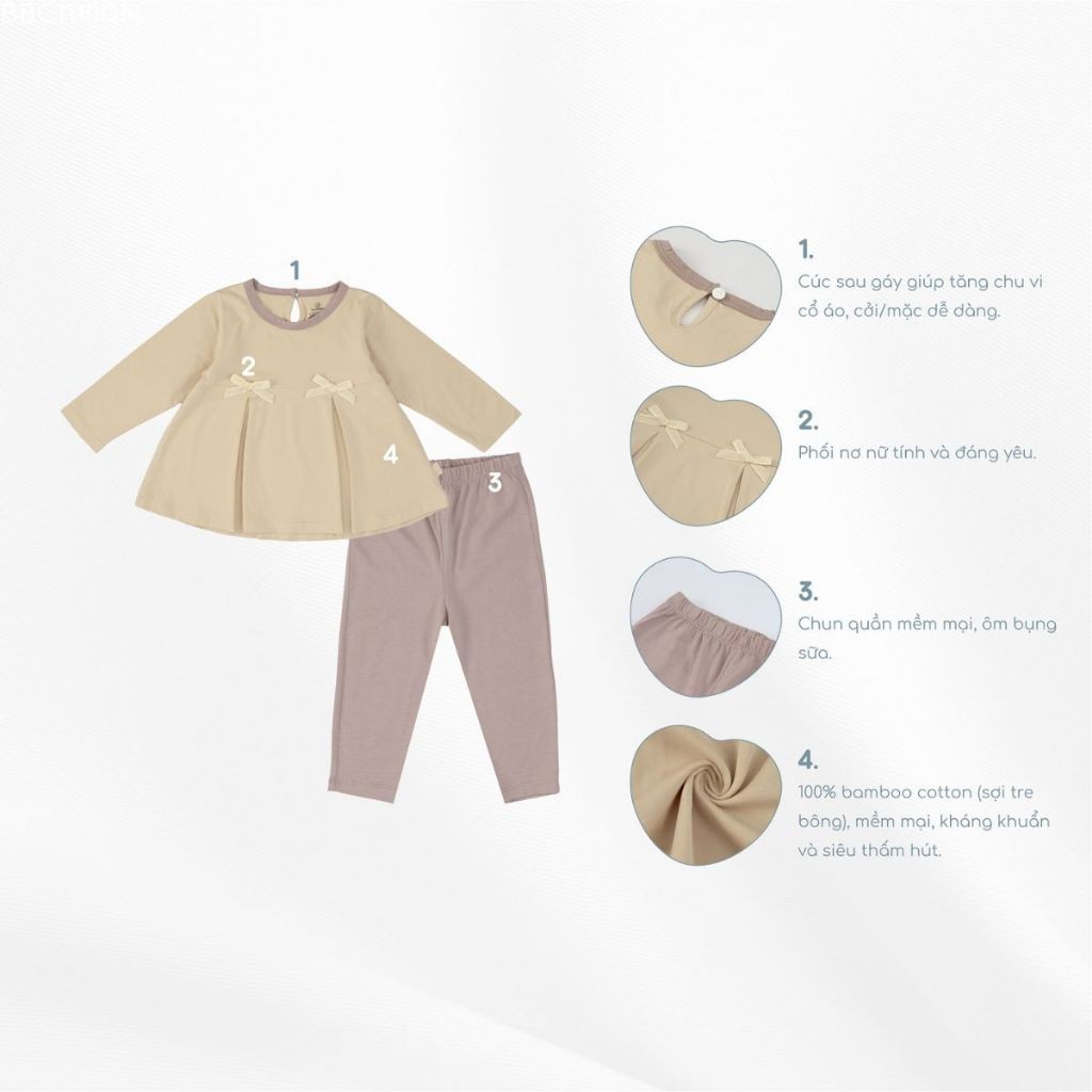 (6M-3Y) Bộ dài tay cài sau bé gái BBC1110DN mặc thu - Bamco | Quần áo BU Baby - Bubaby mùa thu - Bubaby bé gái
