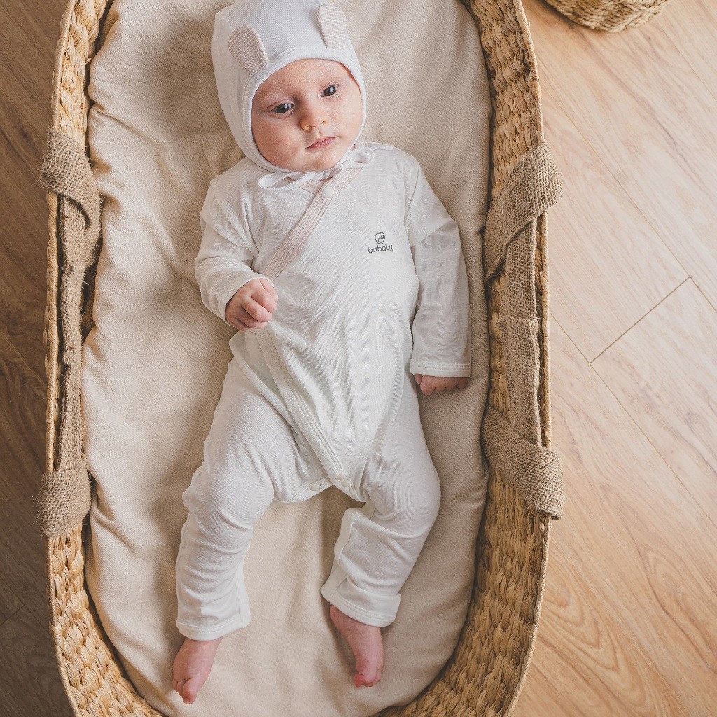 (0-3M) Bộ đồ liền thân dài tay cài chéo sơ sinh BSR210802 - BU Siro | Quần áo BuBaby - Bubaby sơ sinh