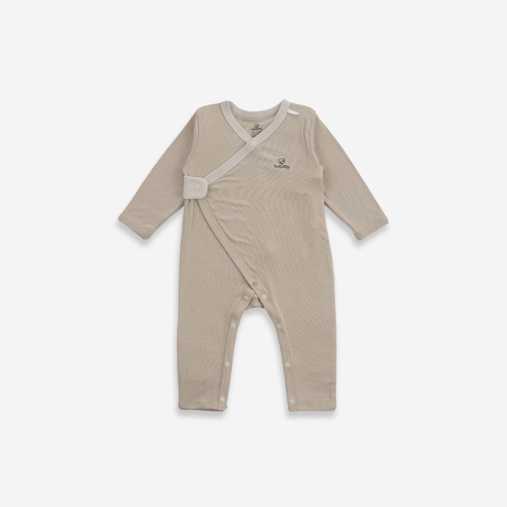 (0-3M) Bộ đồ liền thân dài tay cài chéo sơ sinh BSR210802 - BU Siro | Quần áo BuBaby - Bubaby sơ sinh