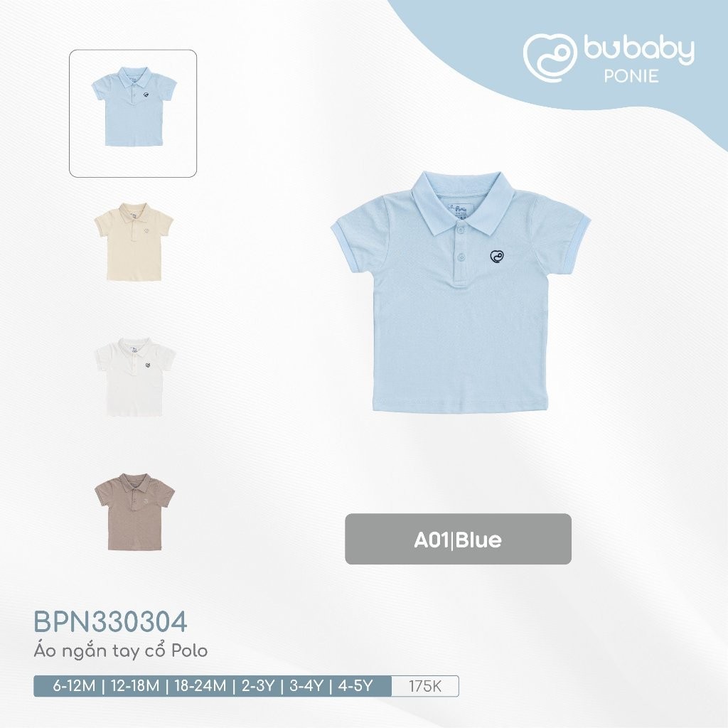 (12M-5Y) Áo ngắn tay cổ Polo BPN330304 cho bé trai, bé gái  - Ponie | Áo BU Baby sơ sinh chính hãng