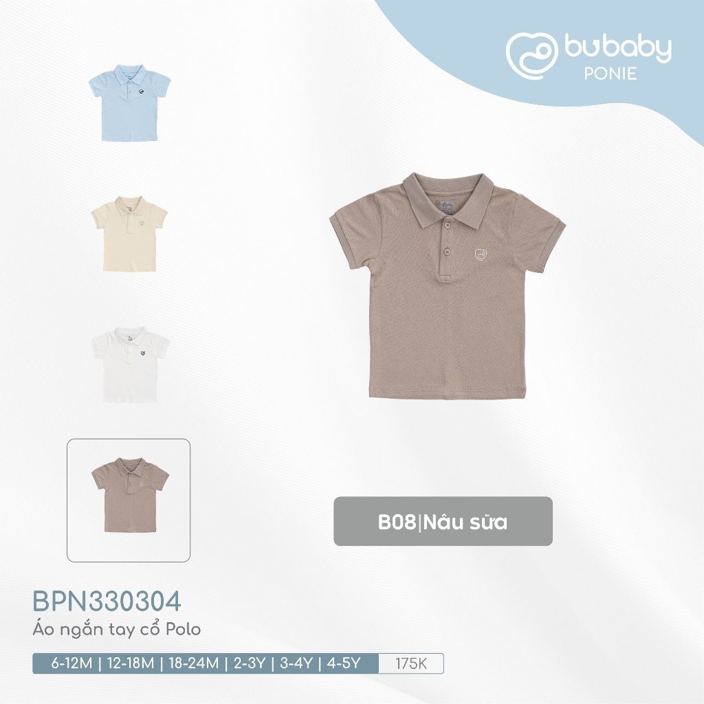 (12M-5Y) Áo ngắn tay cổ Polo BPN330304 cho bé trai, bé gái  - Ponie | Áo BU Baby sơ sinh chính hãng
