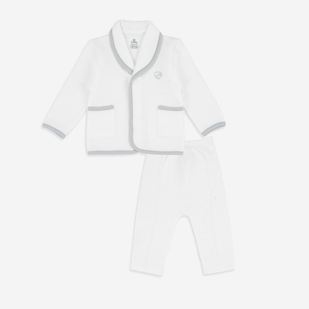 Bộ quần áo dài tay cài giữa chần bông - BU Quilted BBS110200 | Quần áo BuBaby chính hãng