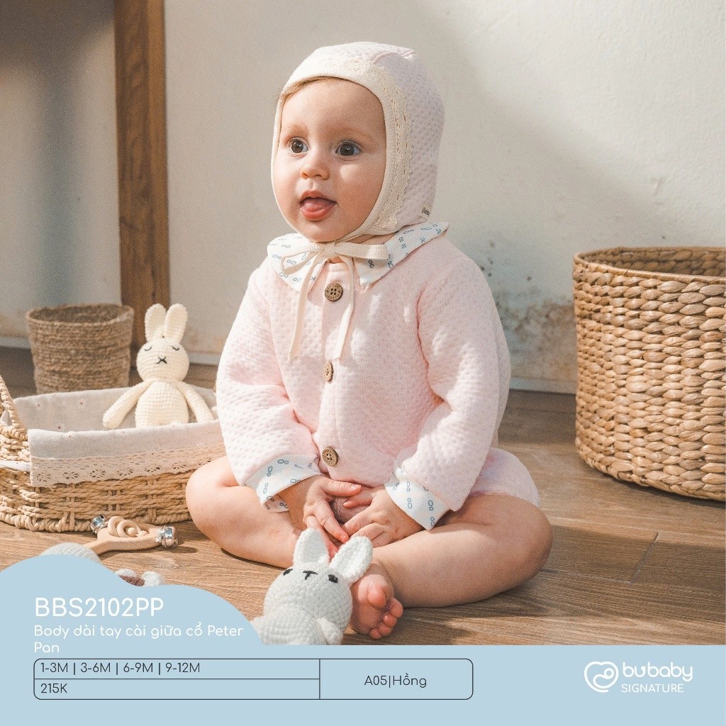 (NB -12M) Body cho bé mùa đông Bubaby - Body thu đông an toàn mềm mịn cho bé - Bubaby sơ sinh - Bubaby Body