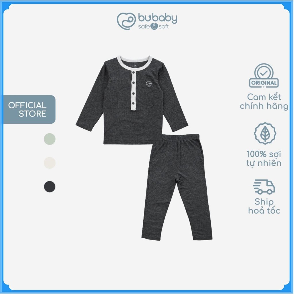 Bộ dài tay cổ trụ chất liệu mỏng nhẹ cho bé chất liệu Siro Cotton mềm mại BSR110300 | Quần áo BuBaby chính hãng