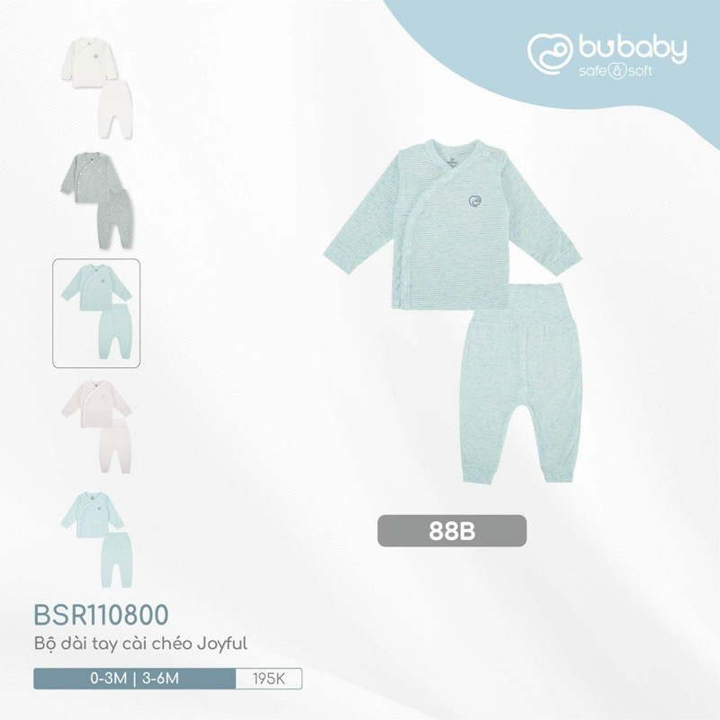 (0-6M) Bộ dài tay cài chéo chất liệu mỏng nhẹ cho bé chất liệu Siro Cotton mềm mại BSR110801 BSR110800 BSR110803