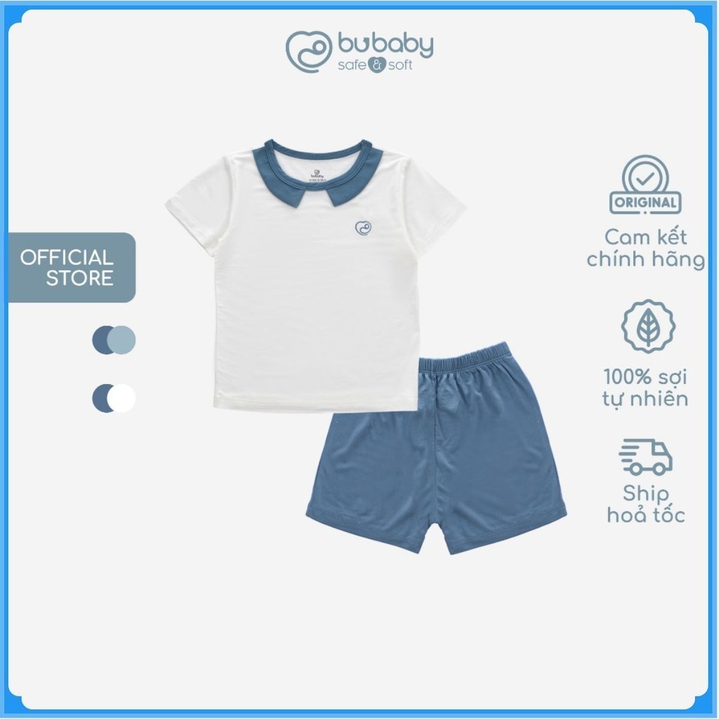 (6M-5Y) Bộ quần áo ngắn tay cổ Peterpan Bambus Iconic 2 cho bé - Bu baby bé trai - Quần áo Bu baby Bambus BBB1303IN