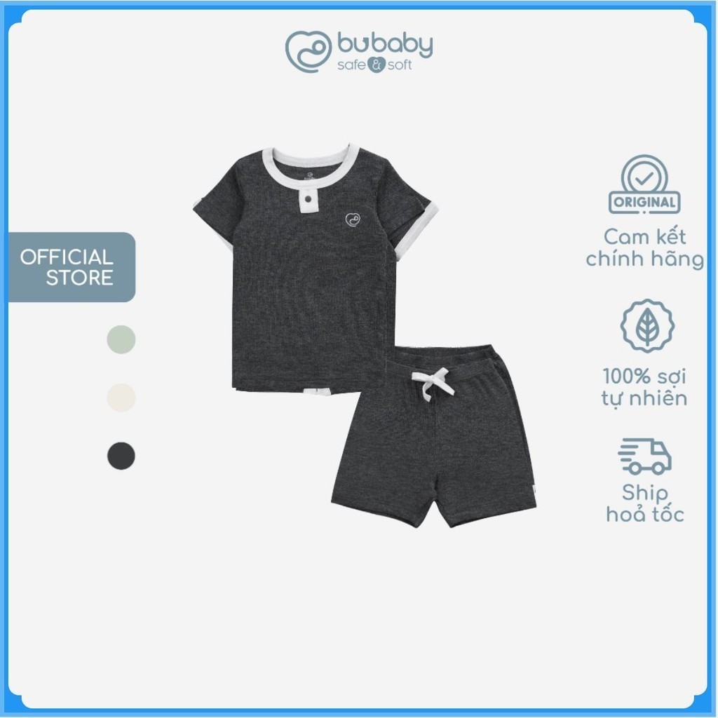 (1Y-5Y) Bộ ngắn tay cổ trụ chất liệu mỏng nhẹ cho bé chất liệu Siro Cotton mềm mại - Quần áo BuBaby BSR130301