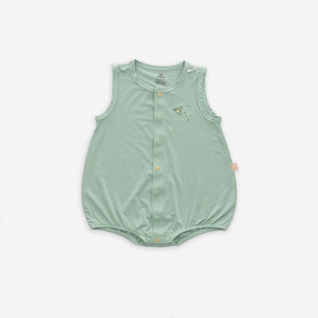 (1M-12M) Bộ đồ liền thân sát nách cài giữa cho bé sơ sinh BBB240200 - Bu baby sơ sinh - Quần áo BU Baby Bambus