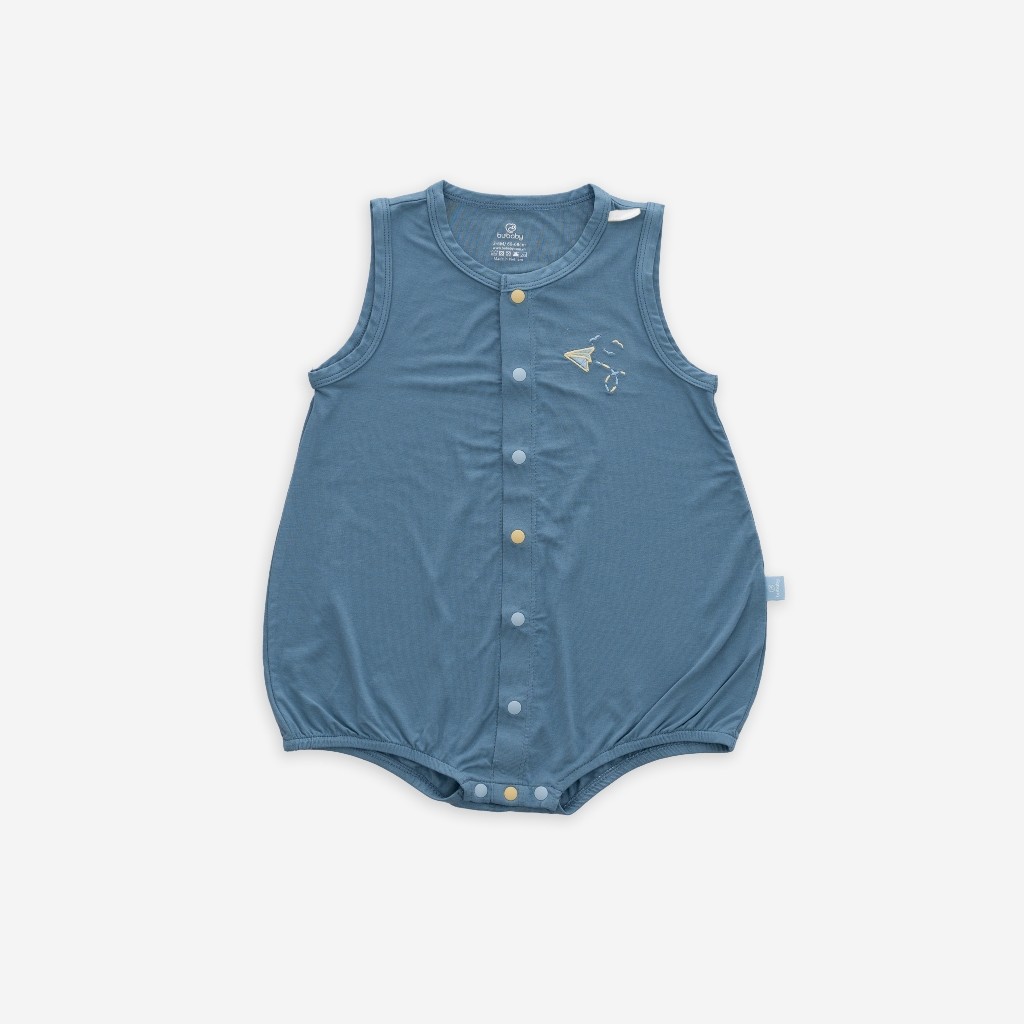 (1M-12M) Bộ đồ liền thân sát nách cài giữa cho bé sơ sinh BBB240200 - Bu baby sơ sinh - Quần áo BU Baby Bambus