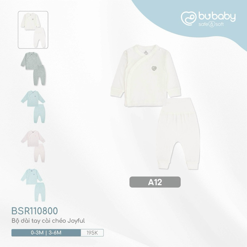 (0-6M) Bộ dài tay cài chéo chất liệu mỏng nhẹ cho bé chất liệu Siro Cotton mềm mại BSR110801 BSR110800 BSR110803