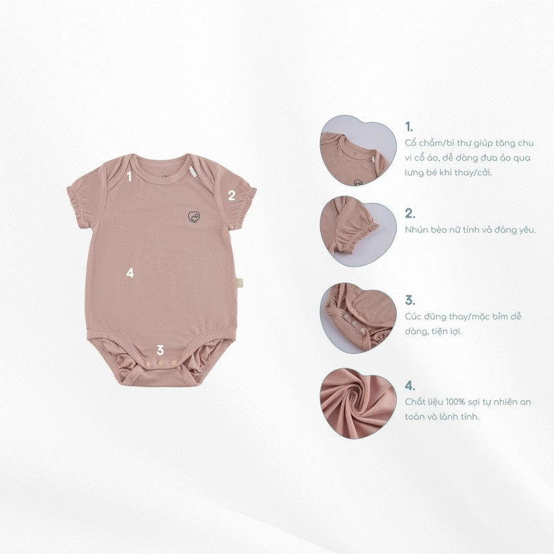 (0-12M) Bodychip ngắn tay cổ chồm Muda cho bé sơ sinh - Bu baby sơ sinh - Quần áo Bu Baby BSR230500 BBC2305MD