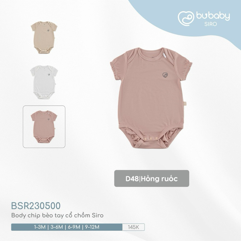 (0-12M) Bodychip ngắn tay cổ chồm Muda cho bé sơ sinh - Bu baby sơ sinh - Quần áo Bu Baby BSR230500 BBC2305MD