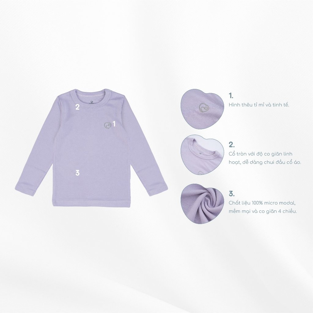 (6M - 5Y) Set 2 Áo giữ nhiệt dài tay cổ tròn BMD3104S2 - Bu baby bé trai - Bu baby bé gái - Áo giữ nhiệt cho bé