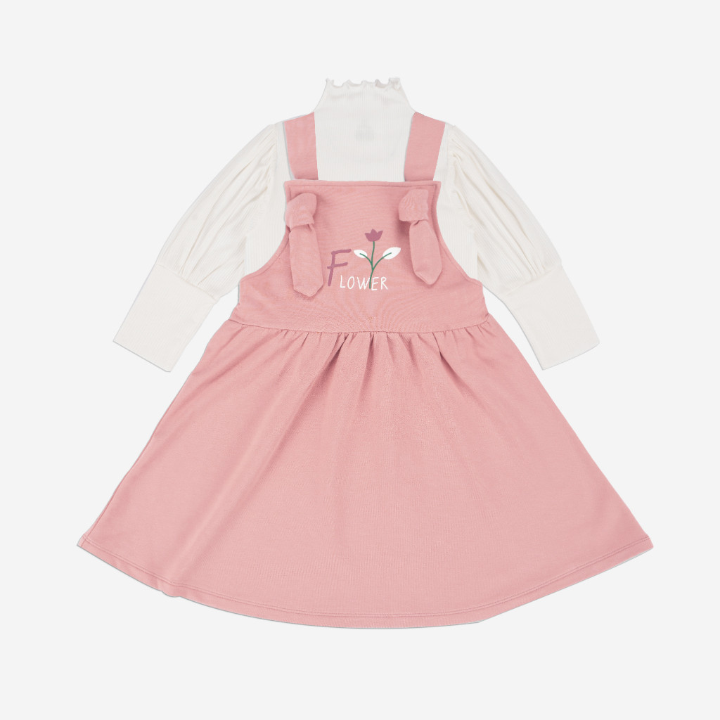 BuBaby Set váy yếm kèm áo dài tay bé gái - Terry BBC613100 | Bu Baby Chính Hãng