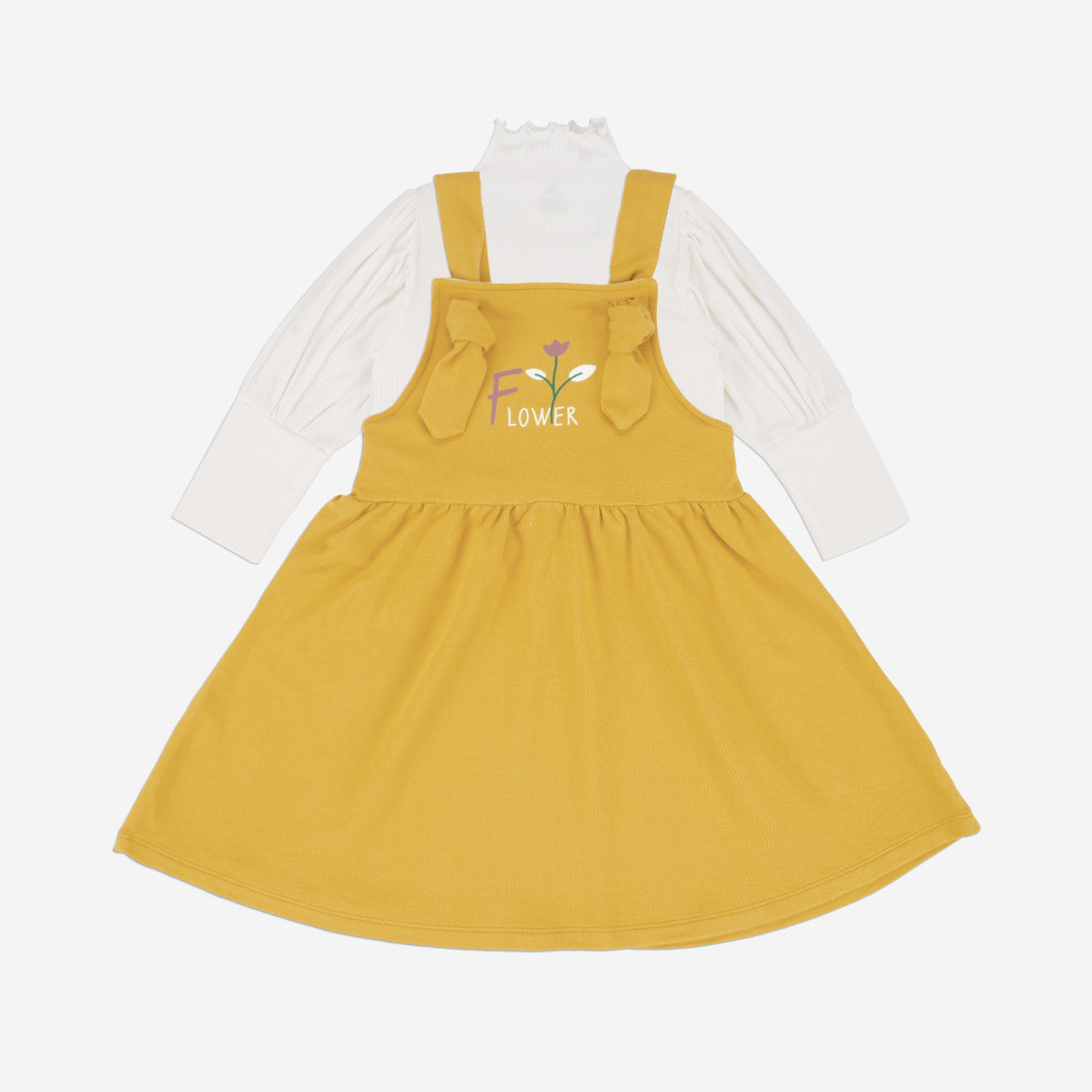 BuBaby Set váy yếm kèm áo dài tay bé gái - Terry BBC613100 | Bu Baby Chính Hãng