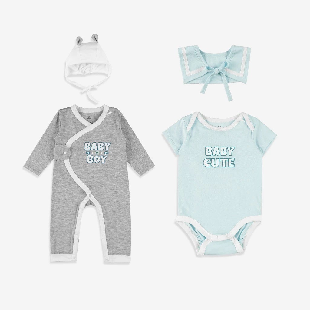 Set quà tặng cao cấp dành cho bé 100% sợi tự nhiên - Kèm hộp quà tặng bubaby - Set quà sơ sinh Bubaby - Gift Set Bubaby