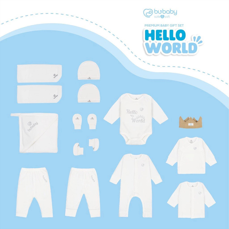 Set quà tặng cao cấp dành cho bé 100% sợi tự nhiên - Kèm hộp quà tặng bubaby - Set quà sơ sinh Bubaby - Gift Set Bubaby