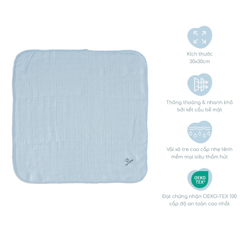 Set 3 khăn mặt Muslin mềm mại, thấm hút dành cho bé AMU100002 | BuBaby chính hãng