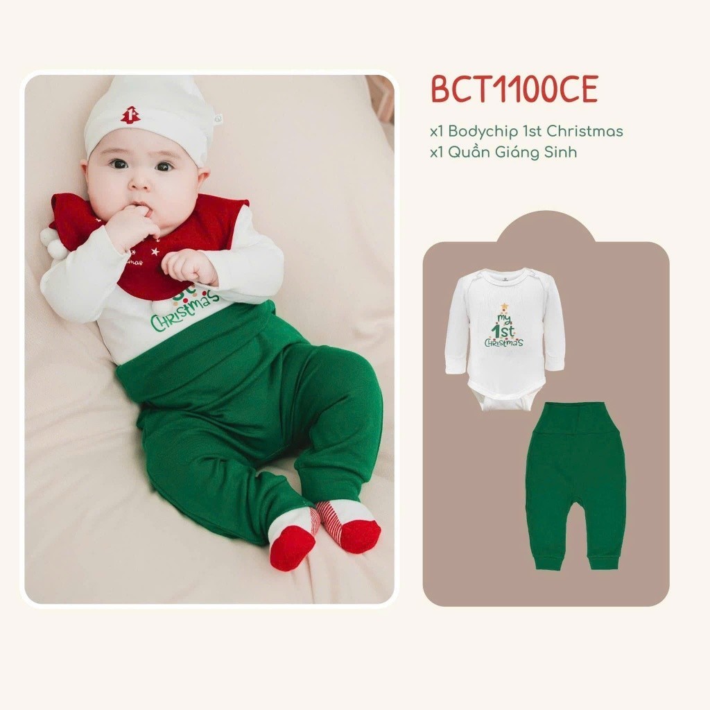 (0-18M) Bộ giáng sinh cho bé Bubaby - Kèm hộp quà tặng - Set quà noel cute cho bé - Bộ đồ Noel cho bé Quà noel cho bé