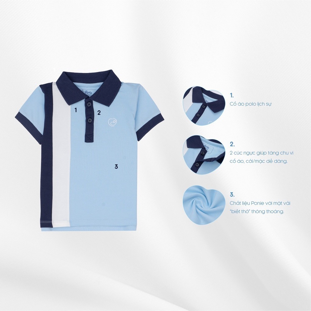 (6-9M) Áo Polo Cộc Tay, Dài tay BPN330301 cho bé trai, bé gái chất liệu Sợi Tre Cotton cao cấp BU Baby | Chính hãng