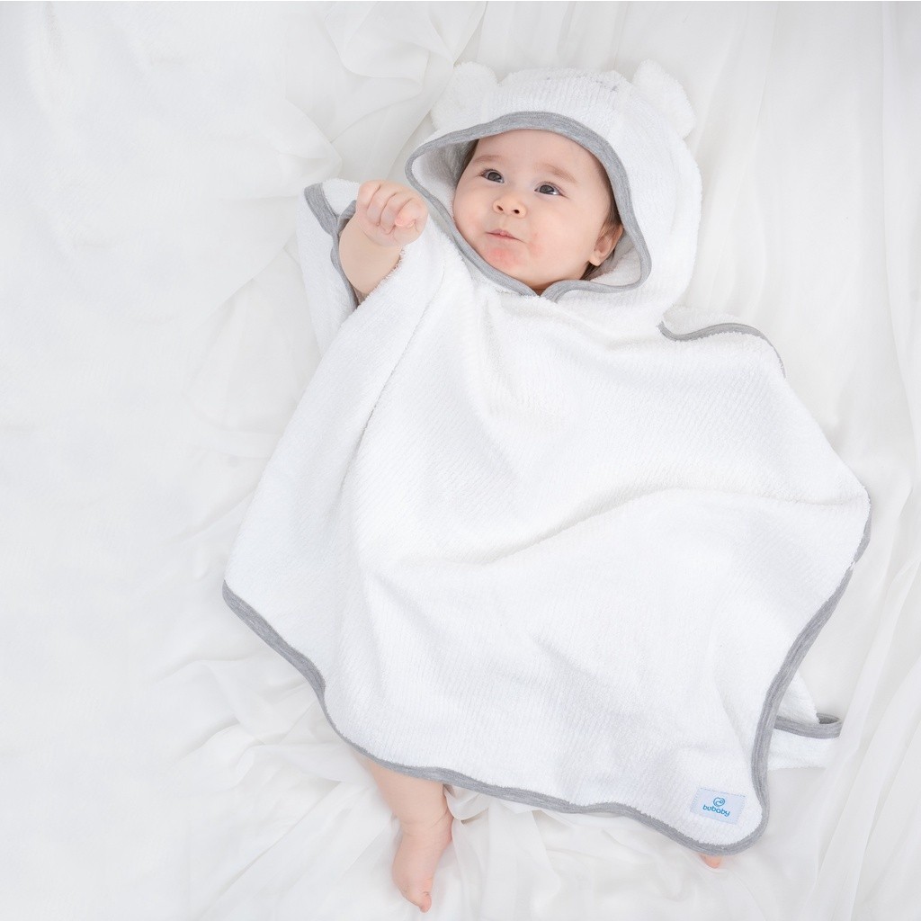 Khăn choàng tắm chui đầu Terry cho bé cotton hữu cơ Bubaby ATR060400 ATR060401 | Phụ kiện BU Baby Chính hãng