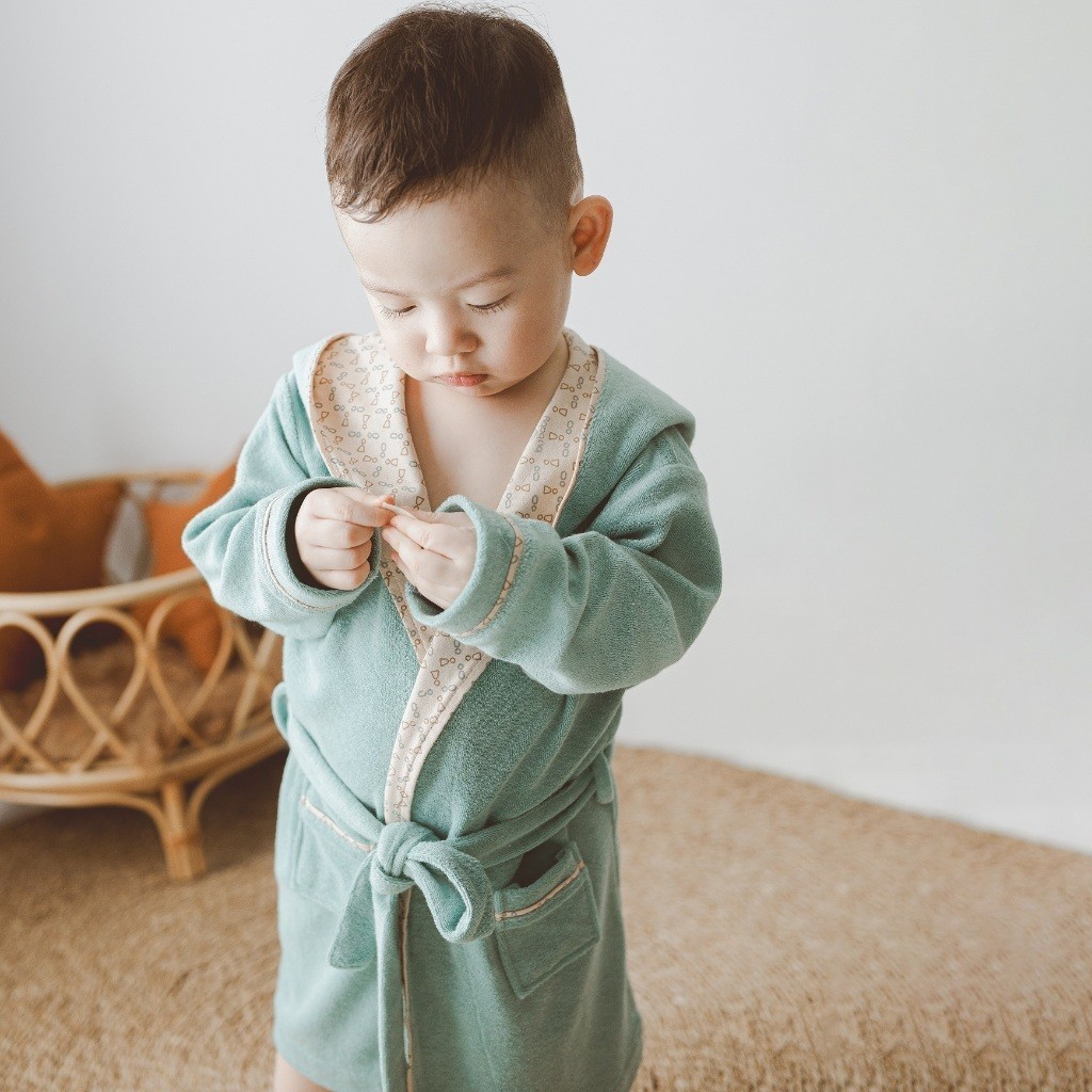 Khăn choàng tắm chui đầu Terry cho bé cotton hữu cơ Bubaby ATR060400 ATR060401 | Phụ kiện BU Baby Chính hãng