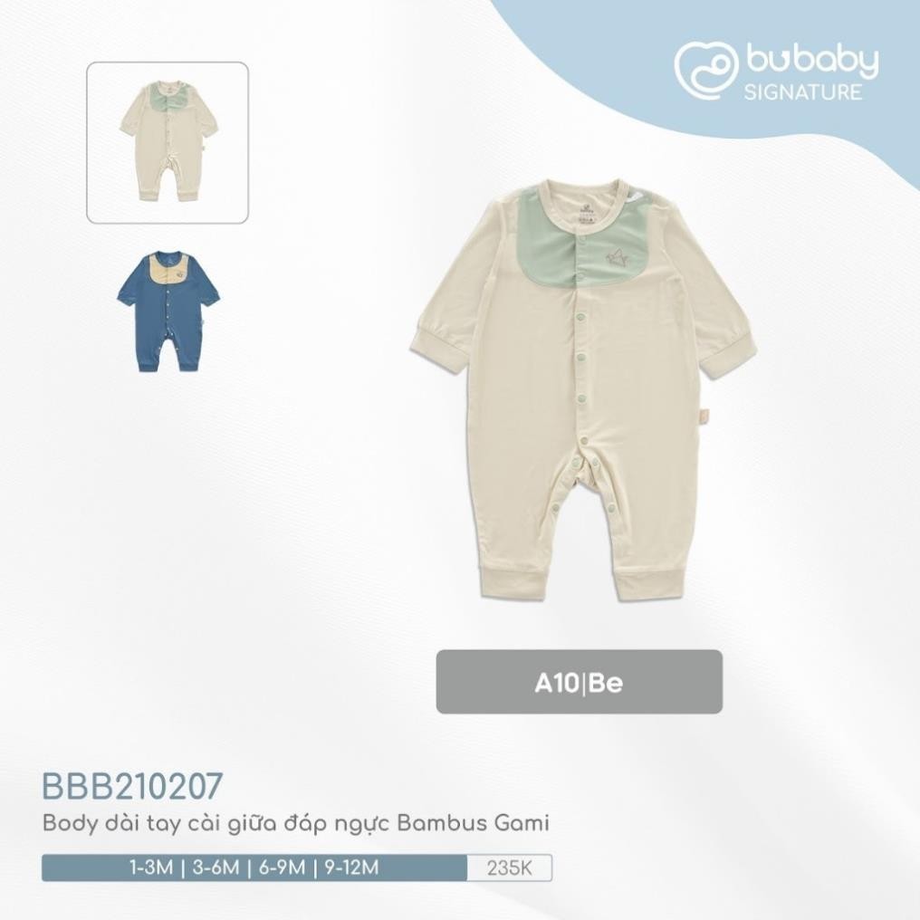 (0-12M) Body dài tay cài giữa Bubaby Bambus Gami - BBB210207 BBB210210 | Quần áo BU Baby chính hãng