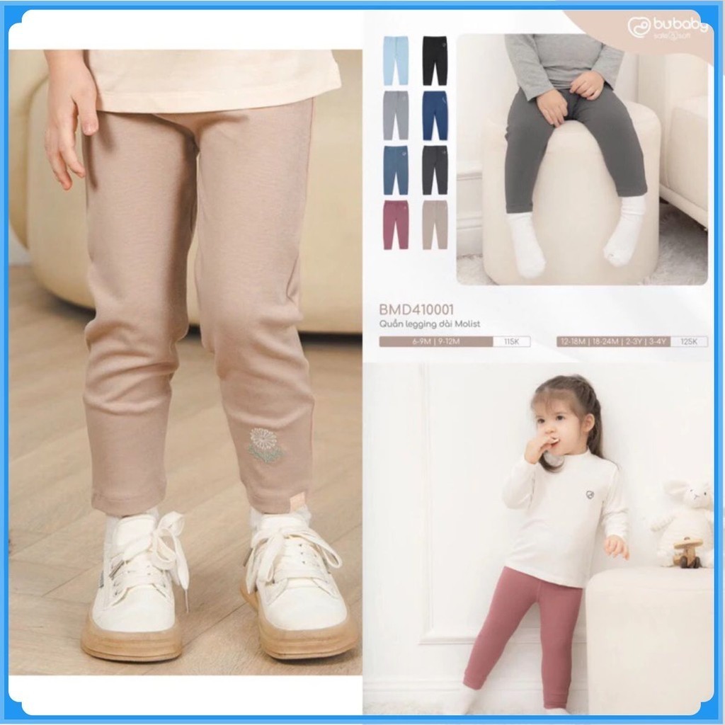 (0-5Y) Quần legging dài cho bé BCT410002 BMD410003 cho bé trai, bé gái  -  Quần áo BU Baby chính hãng - Quần legging Bu