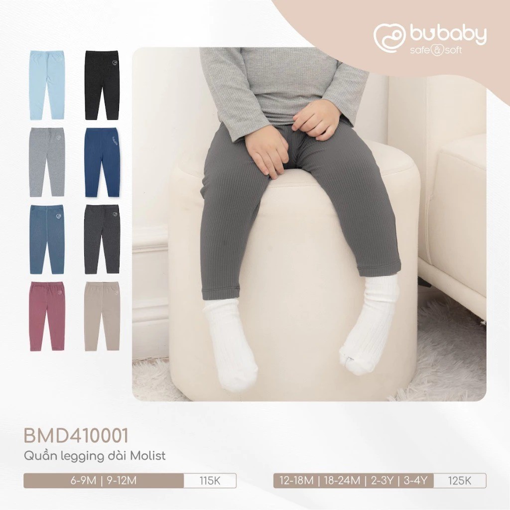 (0-5Y) Quần legging dài cho bé BCT410002 BMD410003 cho bé trai, bé gái  -  Quần áo BU Baby chính hãng - Quần legging Bu