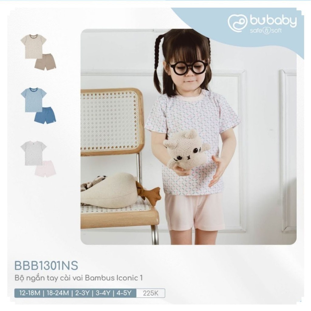 BuBaby (12M-18M) Bộ ngắn tay cài vai cho bé BBB1301NS - Bu baby bé gái -  Quần áo Bu Baby